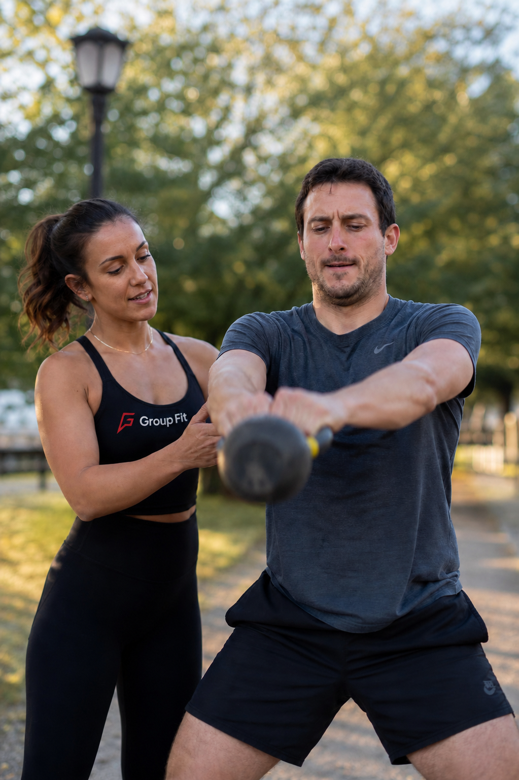 Coach training a client one on one