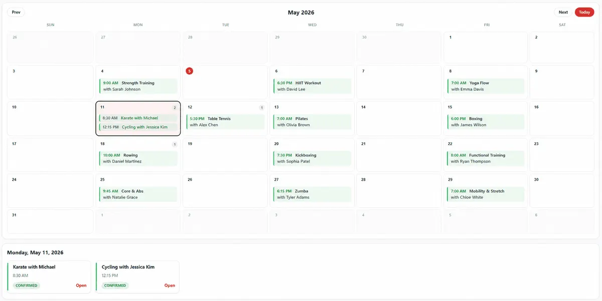Calendar view