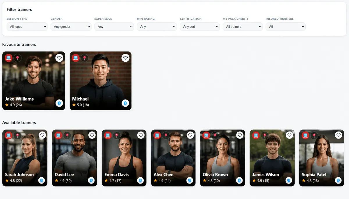 Filter and discover trainers across the USA and Canada