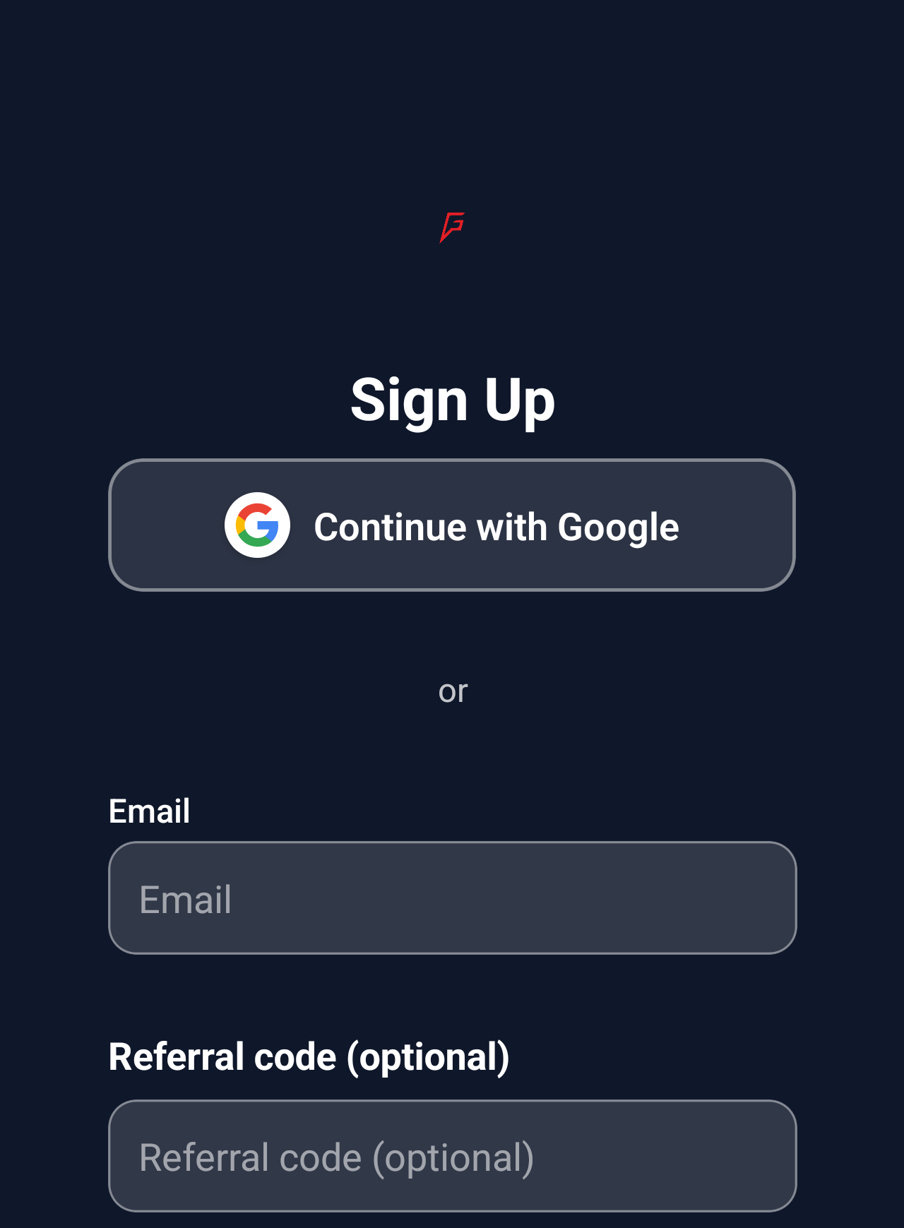 Group Fit Sign Up page showing Referral code (optional) field