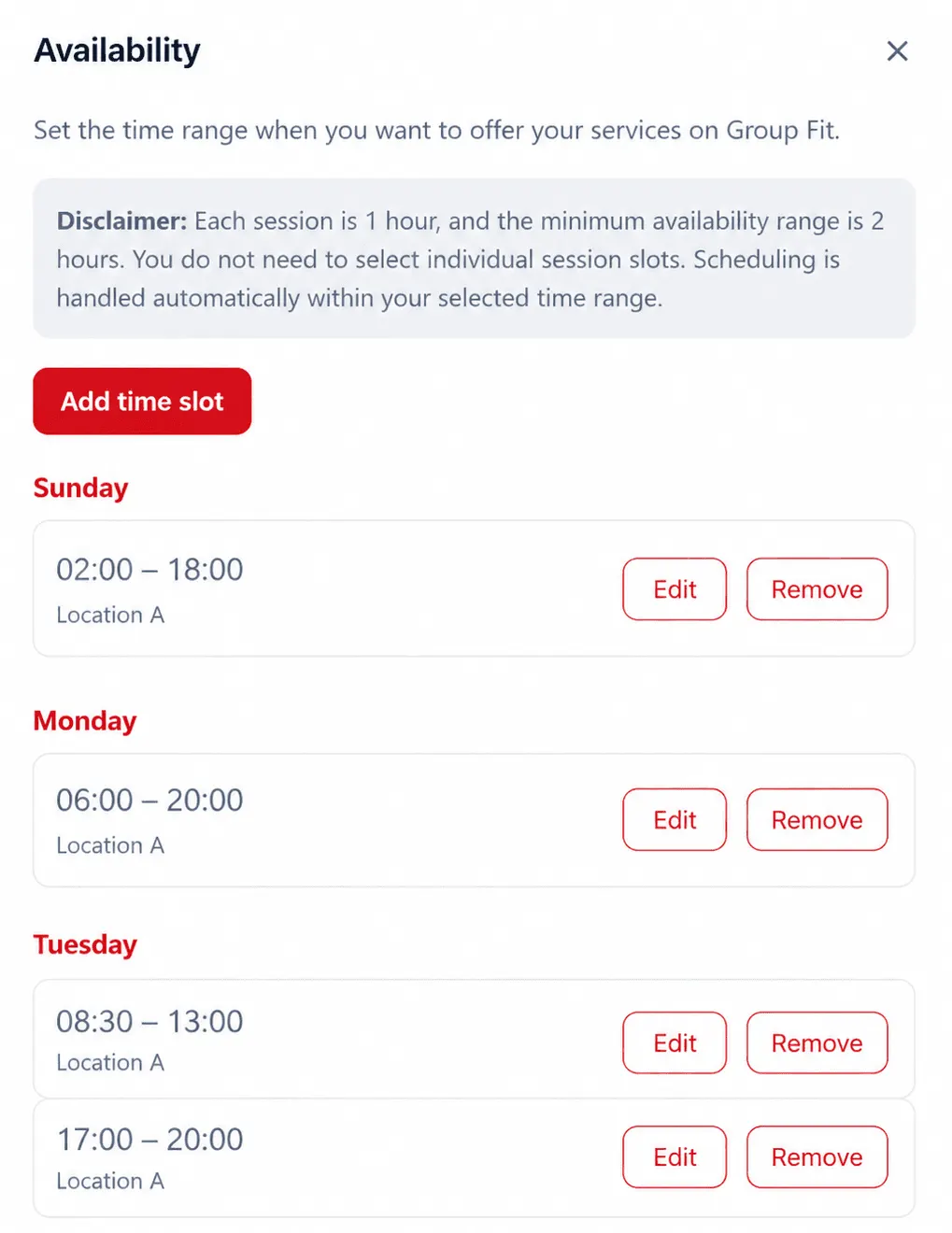 Availability picker